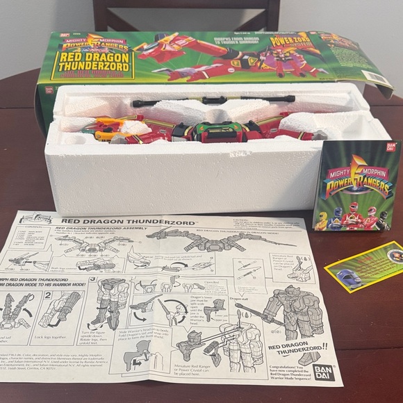 Vintage 1994 Mighty Morphin Power Rangers Red Dragon Thunderzord (orig. pkg). - Picture 4 of 16